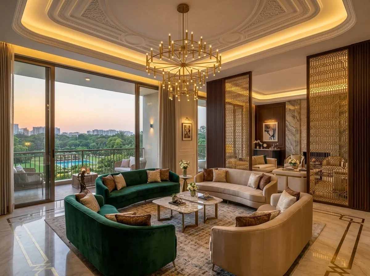 Ace Arte 4.5 BHK presidential double salon — 4,370 sq.ft. overlooking pool and gardens