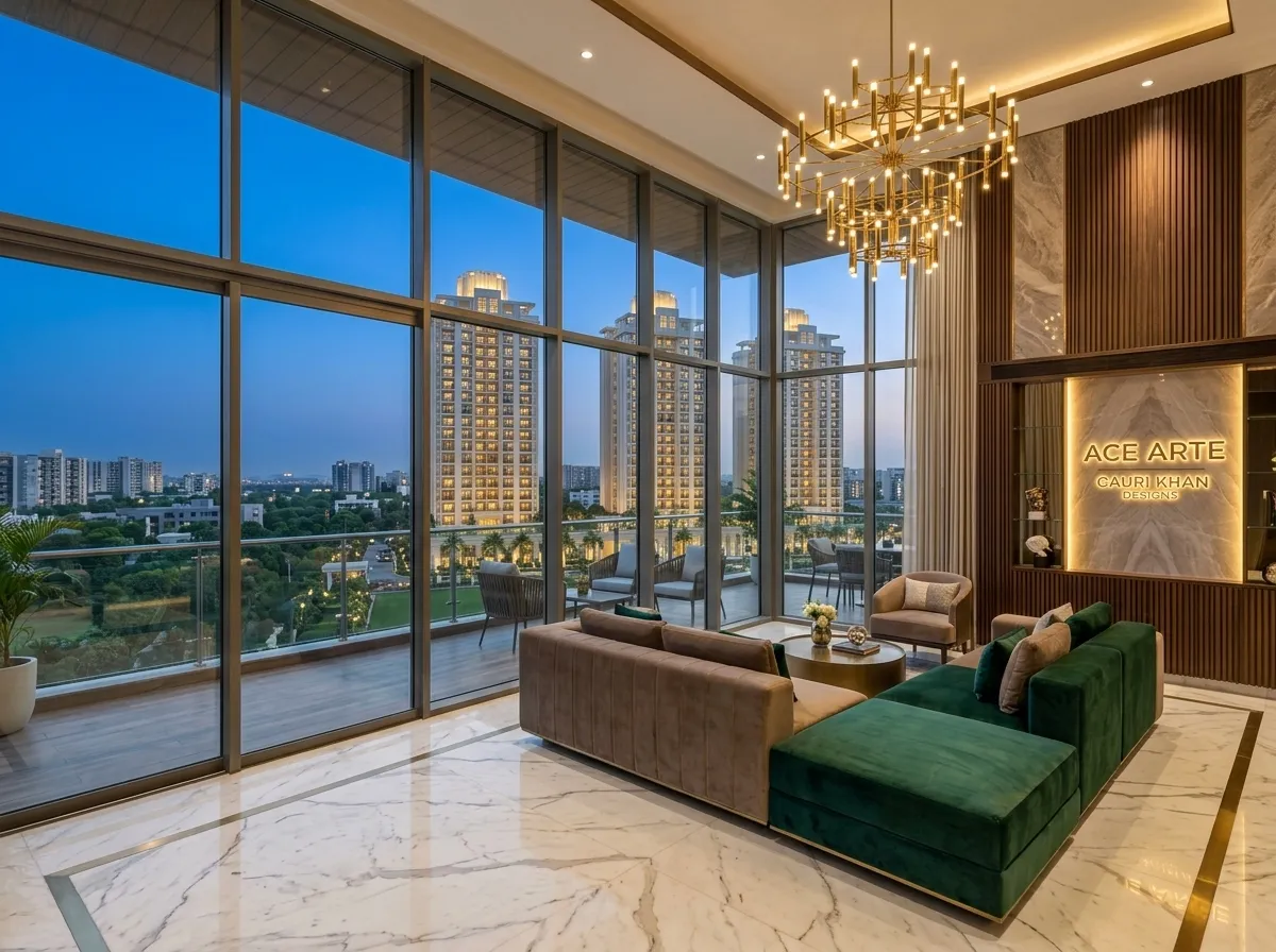 Ace Arte 4 BHK corner living suite — 2,614 sq.ft. with 33-ft running terrace